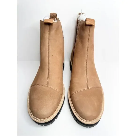 TOMS Dakota Chelsea Ankle Boots Size 9 Tan Animal Print Water Resistant Leather - Picture 4 of 7